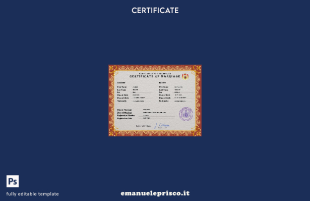 modello PSD di certificato di matrimonio lussemburghese in stile verificato